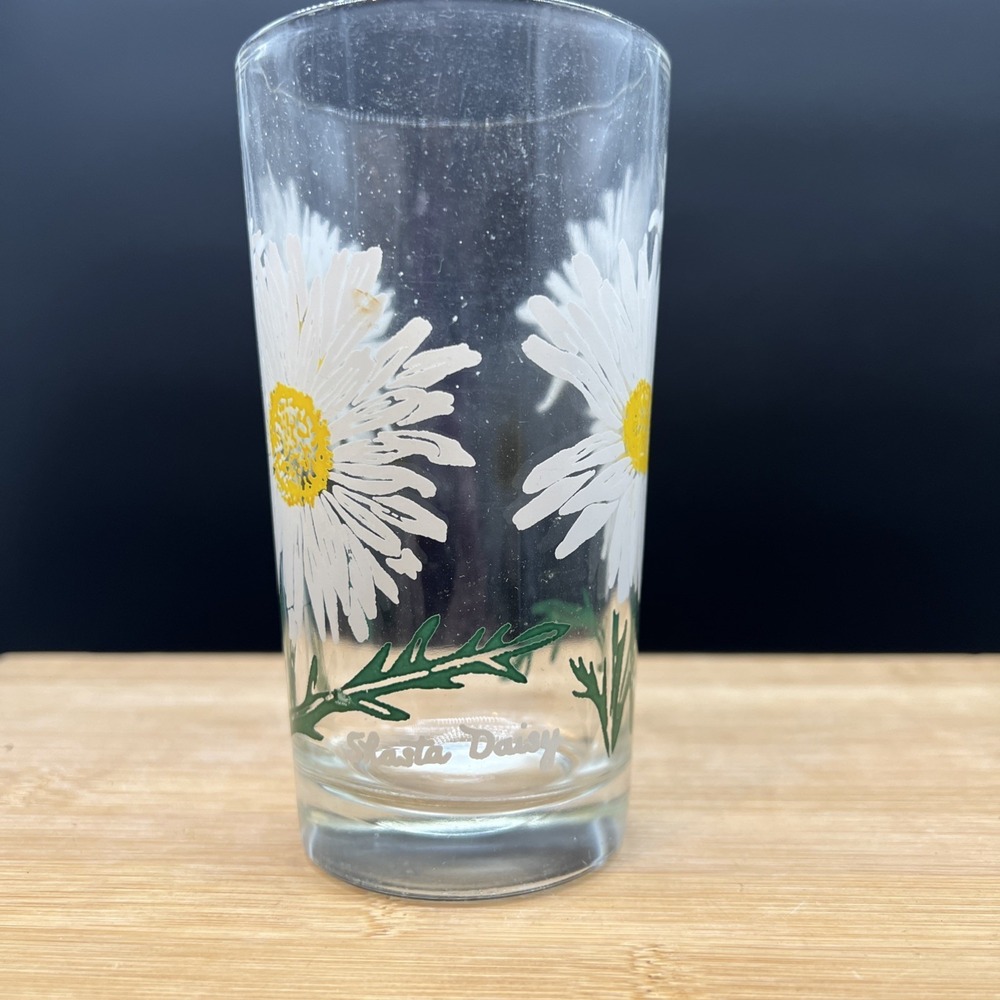 Vintage Shasta Daisy Peanut Butter Glass Drinking Kitchen Mauzy